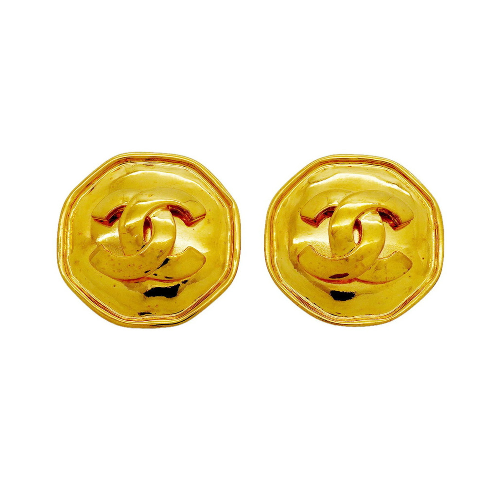 Chanel earrings, Coco Mark, GP plated, gold, women's.